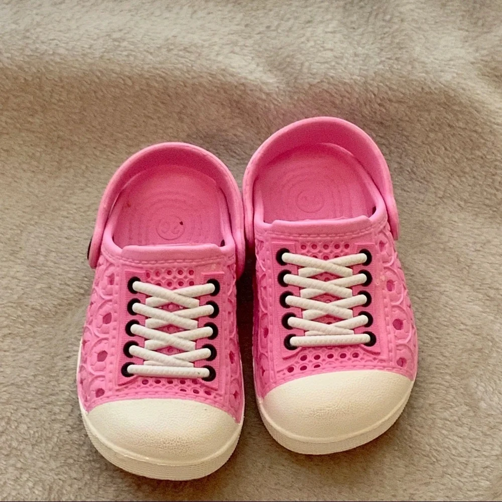 Pink White Plastic Slip-On Shoes Inf Girl 26 (9.5)